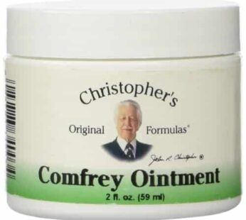 Dr. Christopher’s Comfrey Ointment, 2 Ounce, contains Organic Comfrey Leaf in a base of Beeswax and Extra Virgin Olive Oil Other Ingredients: No added Fillers or Chemicals