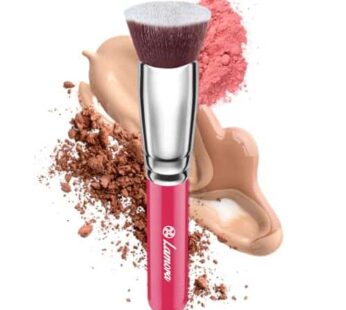 LAMORA Foundation Brush for Liquid Makeup – Kabuki Face Brush for Cream, Powder, Blush, and Concealer – Flat Top Blending, Buffing, Stippling Brush