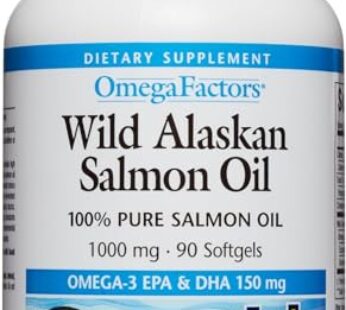 Natural Factors, Wild Alaskan Salmon Oil Provides Omega-3, EPA, DHA & Vitamin D, Supports Brain & Heart Health, 90 Softgels