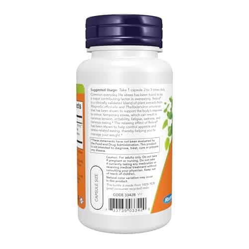 NOW Supplements, Relora 300 mg (a Blend of Plant Extracts from Magnolia officinalis and Phellodendron amurense), 60 Veg Capsules - Image 3
