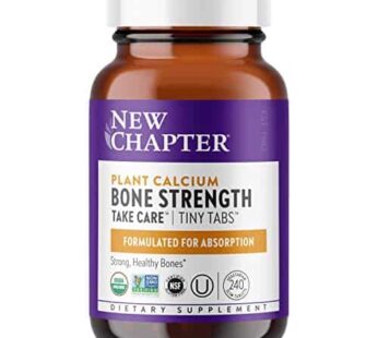 New Chapter Calcium Supplement – Bone Strength Tiny Tabs Organic Calcium with Magnesium, Vitamin D3+K2, 70+ Trace Minerals for Bone Health, Gluten Free, Easy to Swallow – 240 ct