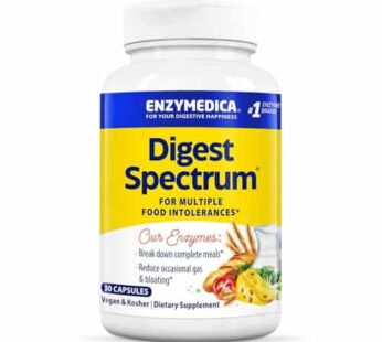 Enzymedica Digest Spectrum, Digestive Enzymes for Multiple Food Intolerances, Offers Fast-Acting Gas & Bloating Relief, 30 Count