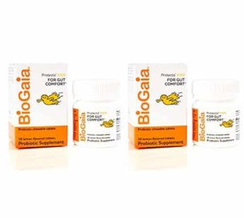 BioGaia Protectis Chewable Tablets for Toddlers, Kids, and Teens Occasional Stomach Pain, Constipation, Diarrhea, and Regularity, 30 Tablets, 2 Pack