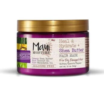 Maui Moisture Heal & Hydrate + Shea Butter Hair Mask & Leave-In Conditioner Treatment to Deeply Nourish Curls & Help Repair Split Ends, Vegan, Silicone, Paraben & Sulfate-Free, 12 Ounce