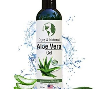 Earth’s Daughter Organic Aloe Vera Gel from 100% Pure and Natural Cold Pressed Aloe – Great for Face – Hair – Acne – Sunburn – Bug Bites – Rashes – Eczema – 8 Oz.