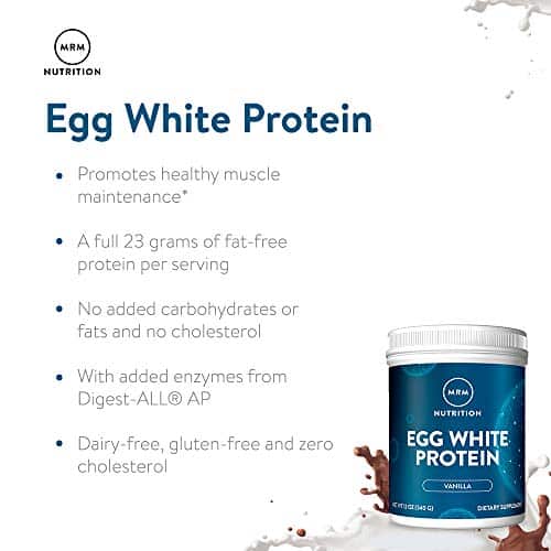 MRM Nutrition Egg White Protein | Vanilla Flavored | 23g Fat-Free Protein | with Digestive enzymes | Highest Biological Value | Clinically Tested | 20 Servings - Image 4