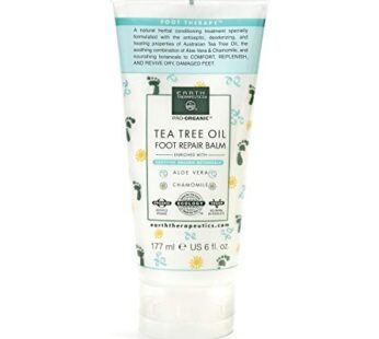 Earth Therapeutics Tea Tree Oil Foot Balm ? Australian Tea Tree Oil w/Aloe Vera & Chamomile ? Hydrates, Softens & Conditions Dry Cracked Feet, Heel and Calluses ? Soothe Irritated Skin ? 6 Ounces