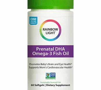Rainbow Light Prenatal Vitamin, Omega-3 Fatty Acids & Prenatal DHA, Multivitamin for Women, Gluten Free, Promotes Baby’s Brain Development & Eye Health, Easy To Digest, 60 Softgels
