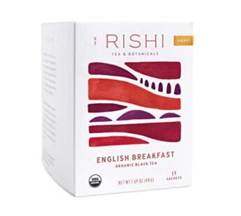 Rishi Tea English Breakfast Tea | USDA Organic Direct Trade Sachet Tea Bags, Certified Kosher Pure Black Tea, Energizing & Caffeinated | 15 Count (Pack of 1)