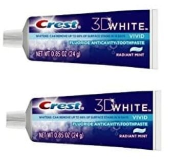 Crest 3D White Vivid Fluoride Anticavity Toothpaste Radiant Mint 0.85 oz Travel Size (Pack of 4)