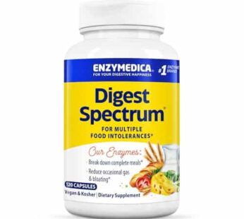 Enzymedica Digest Spectrum, Digestive Enzymes for Multiple Food Intolerances, Offers Fast-Acting Gas & Bloating Relief, 120 Count