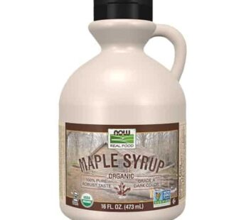NOW Foods, Certified Organic Maple Syrup, Grade A Dark Color, Certified Non-GMO, Pure, Robust Taste, 16-Ounce