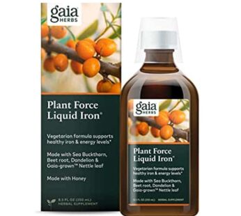 Gaia Herbs Plant Force Liquid Iron – Vegetarian Iron Supplement to Help Maintain Healthy Iron & Energy Levels – with Star Anise, Sea Buckthorn, Beet Root, Dandelion & Nettle – 8.5 Fl Oz (25 Servings)