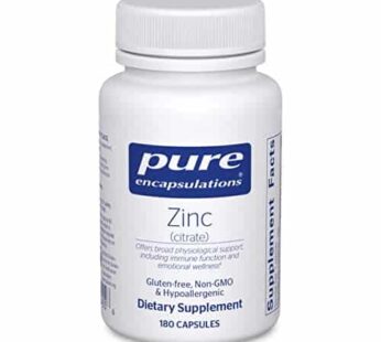 Pure Encapsulations Zinc (Citrate) – for Immune System, Tissue Development & Metabolism* – Mineral Supplement with Enzymes – Highly Absorbable Zinc – Vegan & Non-GMO – 180 Capsules
