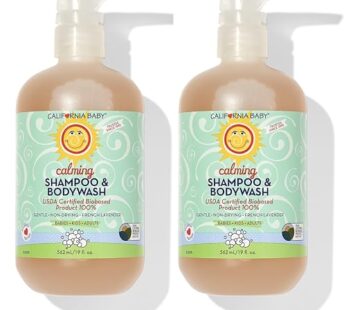 California Baby Calming Lavender Shampoo and Body Wash | 100% Plant-Based (USDA Certified) | Allergy Friendly | Baby Soap and Toddler Shampoo for Dry, Sensitive Skin | 562 mL / 19 fl. oz (Pack of 2)