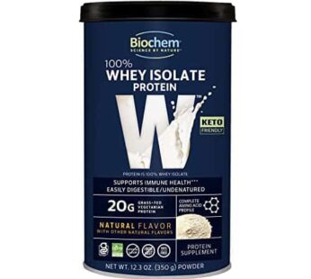 Biochem 100% Whey Isolate Protein – Natural Flavor – 12.3 Ounce, Preworkout & Immune Health – 20g Vegetarian Protein – Easily Digestible – Refreshing Taste – Keto Friendly & Easy to Mix?
