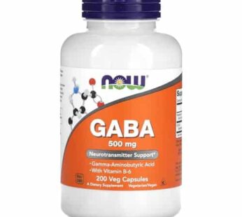 NOW Supplements, GABA (Gamma-Aminobutyric Acid) 500 mg + B-6, Natural Neurotransmitter*, 200 Veg Capsules