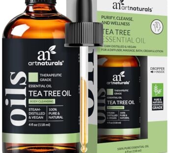 artnaturals Tea Tree Essential Oil (4.0 Fl Oz / 118ml)- 100% Pure oils Premium Melaleuca Therapeutic Grade Best for Acne, Skin, Hair, Nails, Face and Body Wash Aromatherapy & Diffuser