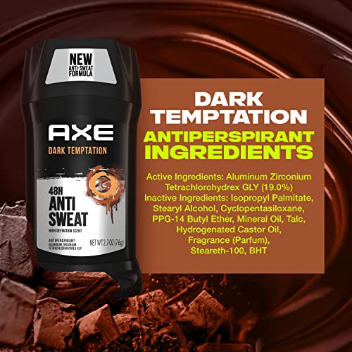 AXE Antiperspirant Stick For Men For Long Lasting Freshness Dark Temptation All Day Fresh Scent 48 Hour Anti Sweat Mens Deodorant 2.7oz 4 Count - Image 8