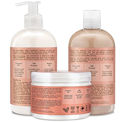SheaMoisture Coconut & Hibiscus Curl Trio: Includes Curl & Shine Shampoo and CONDITIONER, Curl Enhancing Smoothie with Box - Image 3