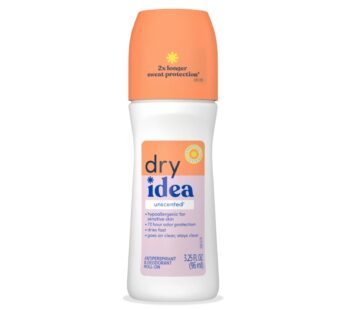 Dry Idea Anti-Perspirant Deodorant Roll-On Unscented, 3.25 Fl Oz (Pack of 3)