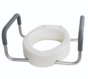 Essential Medical Supply Raised Elevated Toilet Seat Riser for an Elongated Toilet with Padded Aluminum Arms for Support and Compatible with Toilet Seat, Elongated, 19 x 14 x 3.5