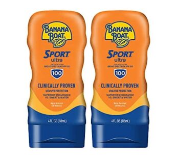 Banana Boat Sport Ultra SPF 100 Sunscreen Lotion, 4oz | Banana Boat Sunscreen Lotion SPF 100, Banana Boat Sunscreen SPF 100 Lotion, High SPF Sunscreen Pack SPF 100, 4oz each Twin Pack