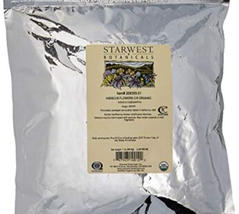 Starwest Botanicals Organic Egyptian Hibiscus Flowers Tea Loose Cut and Sifted, 1 Pound Bulk (Pack of 2)