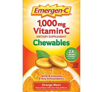 Emergen-C Chewable Vitamin C 1000mg, With B Vitamins And Antioxidants Tablet (40 Count, Orange Blast Flavor), Dietary Supplement