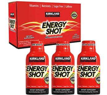 Kirkland Signature Energy Shot (48 Count), “24 Berry, 12 Pomegranate, & 12 Orange, 2 Fl Oz each, 48 Count (Pack of 1)