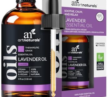 artnaturals 100% Pure Lavender Essential Oil – (4.0 Fl Oz / 118ml) – Premium Undiluted Therapeutic Grade Natural from Bulgaria – Aromatherapy for Diffuser, Skin and Hair Growth