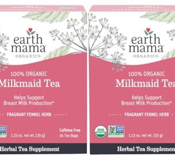 Earth Mama Organic Milkmaid? Tea | Lactation Support Herbal Tea Bags for Breastfeeding, Decaf Lactation Supplement for Increased Breast Milk Production, With Milk Thistle & Fenugreek (16 Count, 2-Pack)