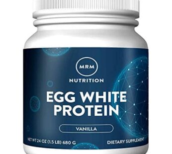 MRM Nutrition Egg White Protein | Vanilla Flavored | 23g Fat-Free Protein | with Digestive enzymes | Highest Biological Value | Clinically Tested | 20 Servings