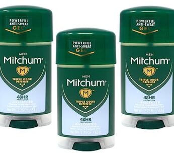 Mitchum Power Gel Antiperspirant Deodorant – Unscented – Net Wt. 2.25 OZ (63 g) – Pack of 3