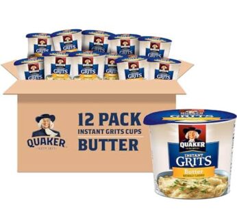 Quaker Instant Grits, Butter Flavor, Breakfast Cereal 1.48 Ounce (Pack of 12)