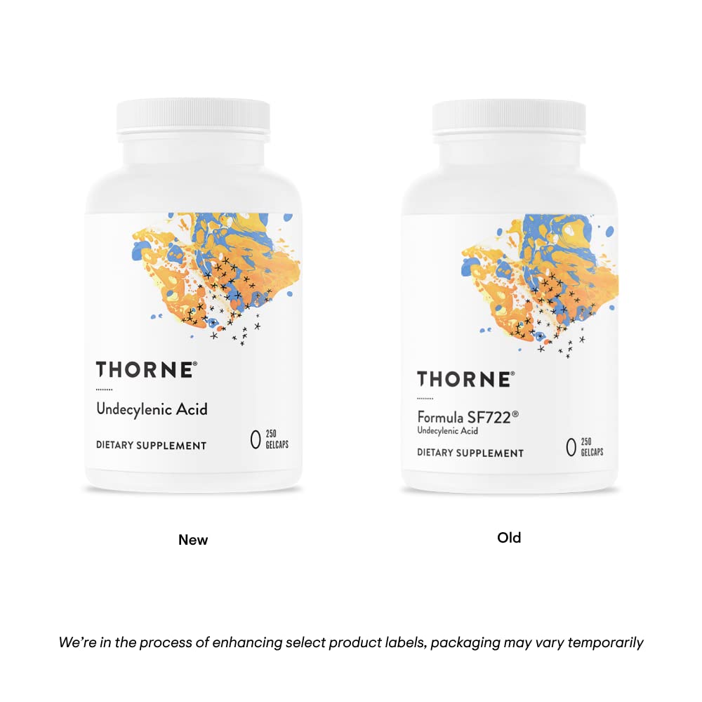THORNE Undecylenic Acid (Formerly Formula SF722) - 250 mg of Undecylenic Acid - Fatty Acid Support for a Healthy Balance of Gut and Vaginal Flora - Gluten Free - 250 Gelcaps - 50 Servings - Image 3