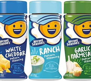 Kernel Season’s Popcorn Seasoning Variety of 3, Ranch Parmesan & Garlic and White Cheddar, 2.85 Ounce (set of 3 seasonings)