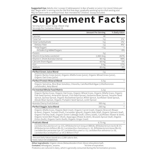 Garden of Life Perfect Food Super Green Formula - 14 Servings | 45 Superfoods, Greens, Fruit & Veggie Juice Superfood Powder Supplement, Probiotics & Organic Spirulina for Digestion & Immune Health - Image 5