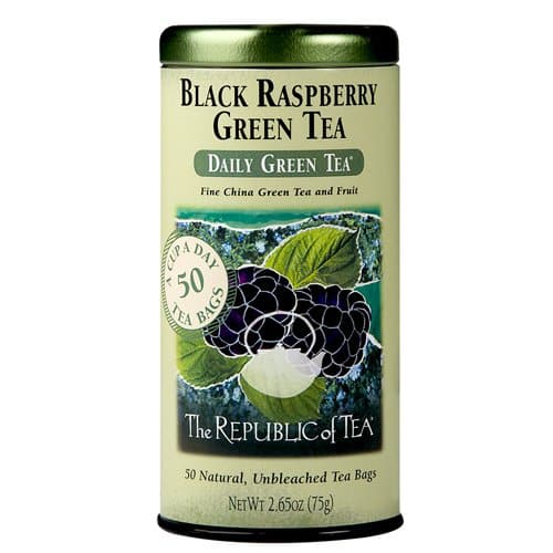 The Republic of Tea - Black Raspberry Green Tea, 50 Tea Bags, Tin | Flavored Berry Tea | Caffeinated - Image 2