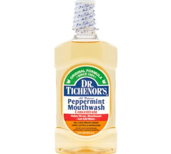 Dr. Tichenor’s Peppermint Mouthwash Concentrate – Oral Rinse for Bad Breath and Oral Health with a Minty Punch for Soothing Relief of Minor Sore Throat Irritation – 16 Ounce (Pack of 1)