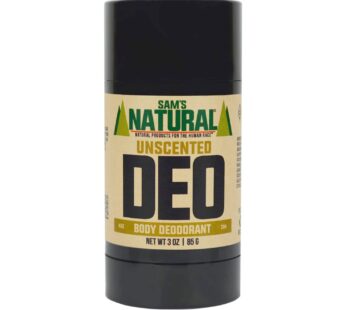Sam?s Natural Deodorant – Unscented – Aluminum Free DEO – No phthalates, parabens, sulfates, or dyes – Made in New Hampshire – For Men, Women, Unisex – Vegan, Cruelty Free – 3 oz