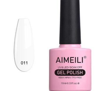 AIMEILI Soak Off U V LED White Gel Nail Polish – Studio White Arctic White (011) 10ml