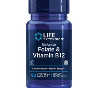 Life Extension BioActive Folate & Vitamin B12, Promotes Heart, Brain & GI Tract Health, Non-GMO, Gluten-Free, Vegetarian, 90 Capsules