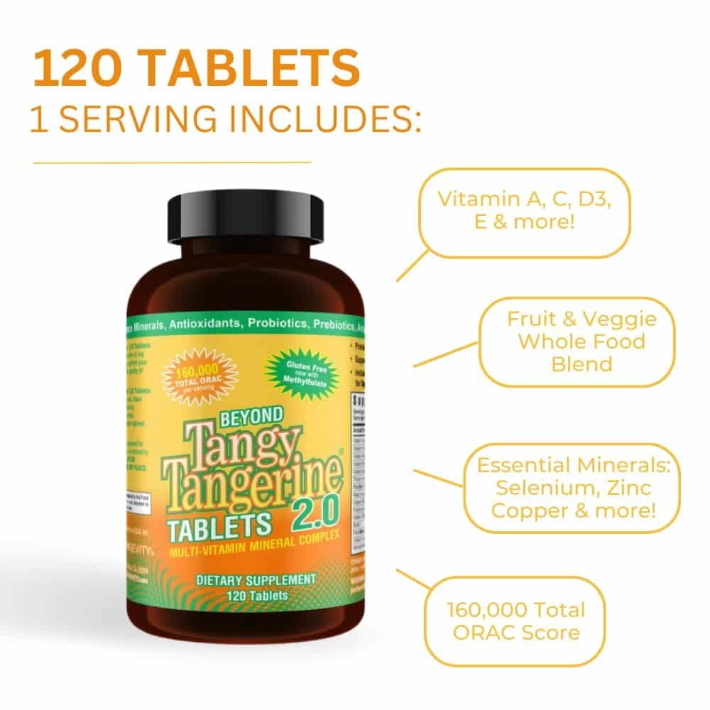 Youngevity Beyond Tangy Tangerine 2.0 Multi-Vitamin & Mineral Complex - Made with Natural & Whole Foods | 160,000 ORAC | 120 Tablets | 1 Bottle - Image 5