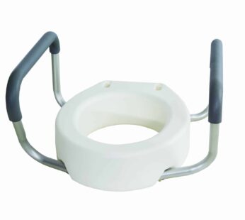 Essential Medical Supply Raised Elevated Toilet Seat Riser for a Standard Round Toilet with Padded Aluminum Arms for Support and Compatible with Toilet Seat, Standard, 17.5 x 13.5 x 3.5 Inch