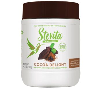 Stevita Cocoa Delight – 4.2 oz – Natural Cocoa Powder with Stevia – For Hot Cocoa, Smoothies, Desserts & Recipes – Non-GMO, Vegan, Keto, Paleo, Gluten Free – 60 Servings