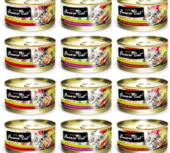 Fussie Cat Premium Grain Free Canned Cat Food 3 Flavor Variety Bundle: (4) Tuna with Chicken, (4) Tuna with Salmon and (4) Tuna with Ocean Fish, 2.82 Oz Each (12 Cans Total)