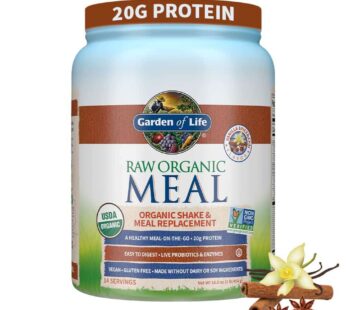 Garden of Life Meal Replacement Vanilla Chai Powder, 14 Servings, Organic Raw Plant Based Protein Powder, Vegan, Gluten-Free 16 Ounce