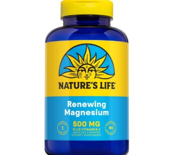 Nature?s Life Renewing Magnesium 500 mg – Magnesium Citrate, Magnesium Malate, Magnesium Oxide Plus Vitamin B-6 – Muscles and Nerves Support – Lab Verified (180 Servings, 180 VegCaps)