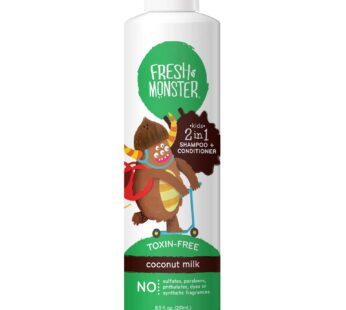 Fresh Monster 2-in-1 Kids Shampoo & Conditioner, Toxin-Free, Hypoallergenic, Tear-free Shampoo & Conditioner for Kids, Coconut (8.5oz)